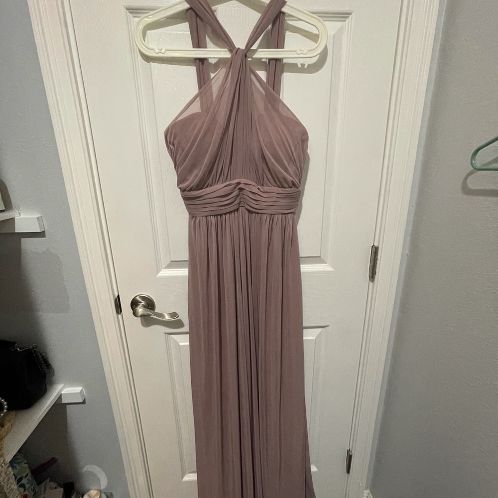 Halter cross over front tulle maxi dress